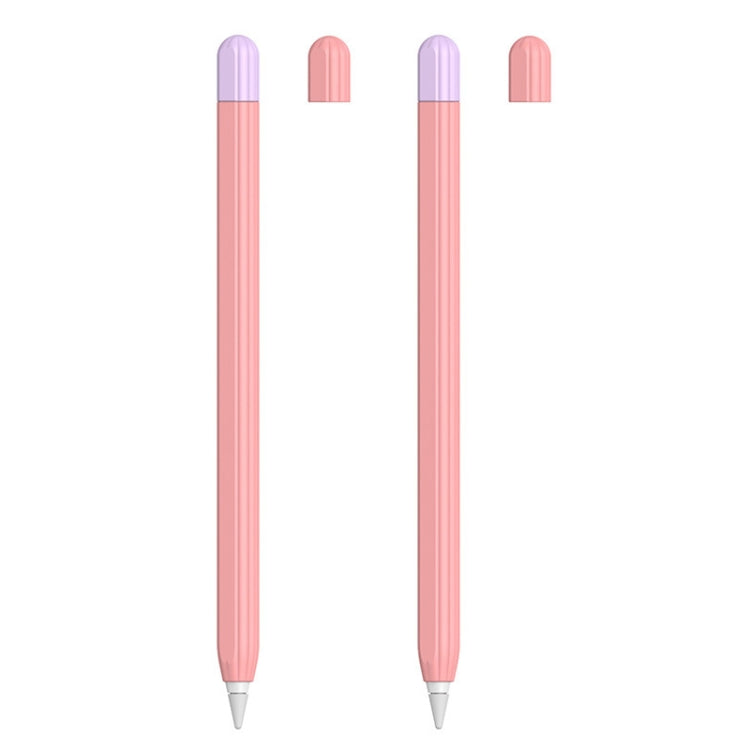 2 Sets 5 In 1 Stylus Silicone Protective Cover + Two-Color Pen Cap + 2 Nib Cases Set For Apple Pencil 2 (Pink) - Pencil Accessories by buy2fix | Online Shopping UK | buy2fix