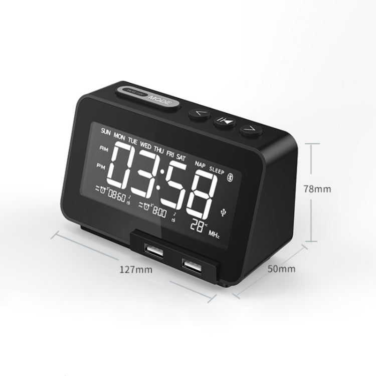 K5 Wireless Bluetooth Speaker Desktop Alarm Clock Radio, Specification: UK Plug(Black) - Desktop Speaker by buy2fix | Online Shopping UK | buy2fix