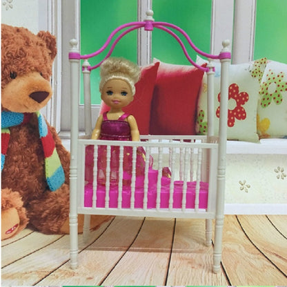 5 PCS Doll House Plastic Baby Cot Miniature Furniture Bedroom Decoration - Pretend Play Toys by buy2fix | Online Shopping UK | buy2fix