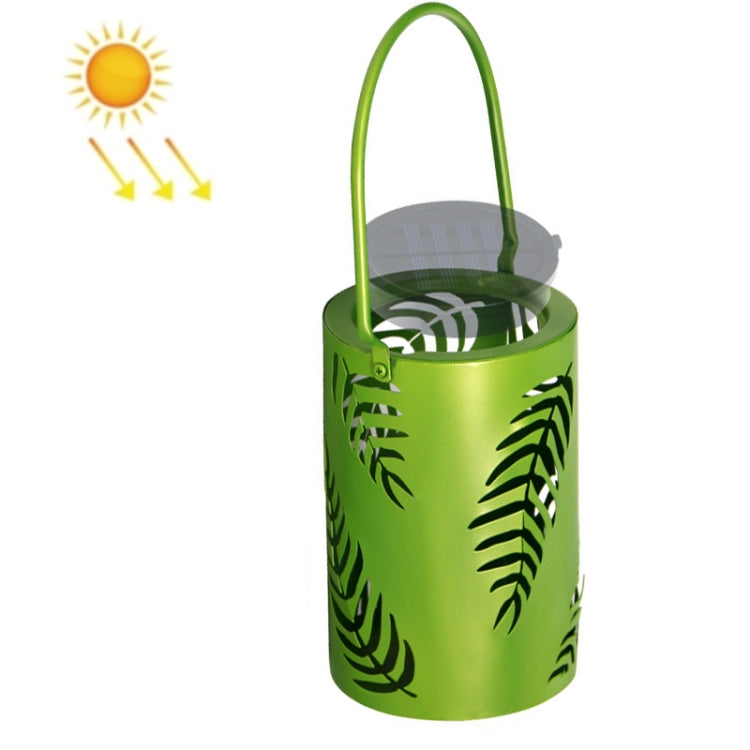 L3337 Solar Lawn Light Outdoor Waterproof Garden Decoration Hollow Leaf Iron Lantern(Green) - Solar Lights by buy2fix | Online Shopping UK | buy2fix