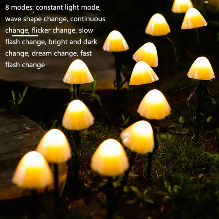 3.8m 10 LEDs Solar Mushroom Lawn Light Outdoor Waterproof Garden Villa Landscape Decorative String Lights(Warm White Light) - Holiday Lights by buy2fix | Online Shopping UK | buy2fix