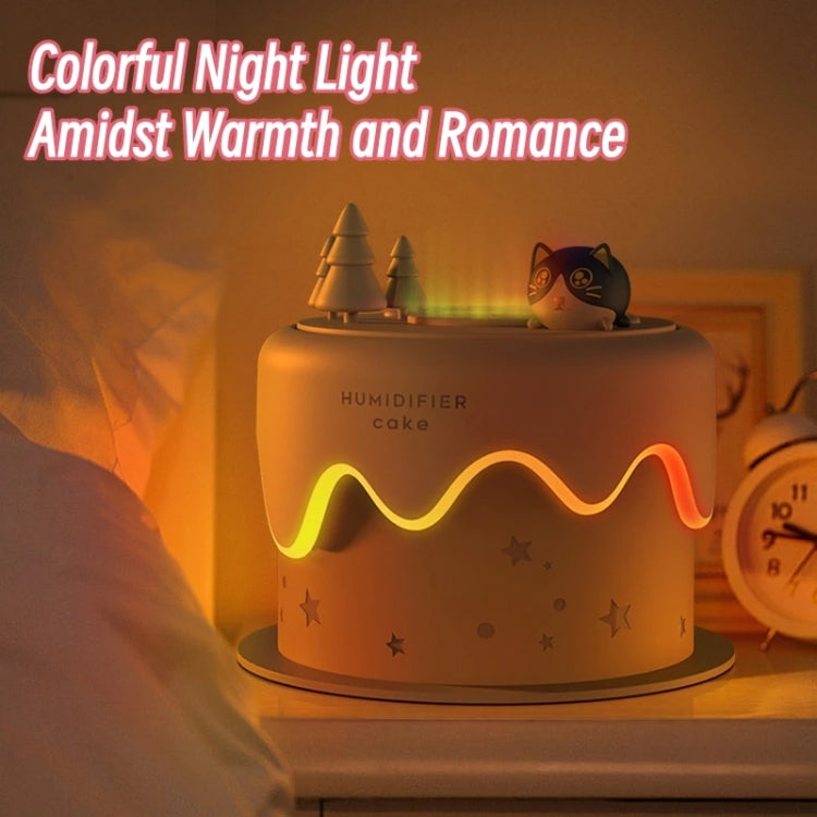 M328 Battery Type Mini Desktop Night Light Cartoon Cake Silent Spray Humidifier(White) - Air Purifiers & Accessories by buy2fix | Online Shopping UK | buy2fix