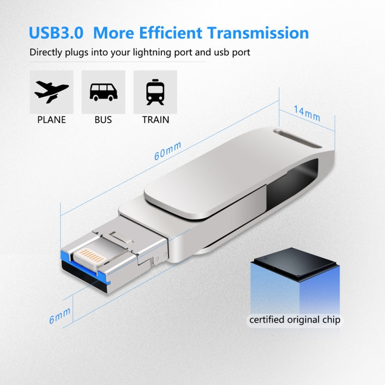 16 GB USB 3.0 + 8 Pin + USB-C / Type-C 3 in 1 Phone Computer Metal Rotatable U-Disk(Black) - U Disk & Card Reader by buy2fix | Online Shopping UK | buy2fix