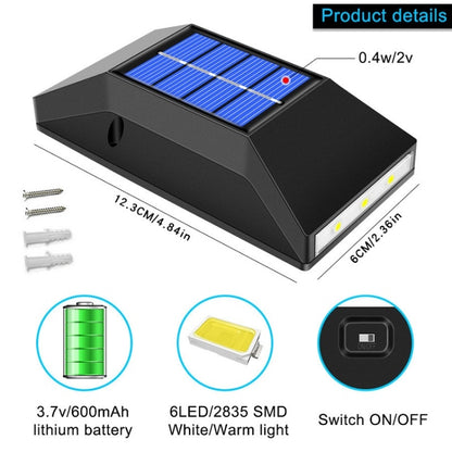 Outdoor Decorative Waterproof Solar Wall Light, Spec: 6 LEDs White Light - Solar Lights by buy2fix | Online Shopping UK | buy2fix