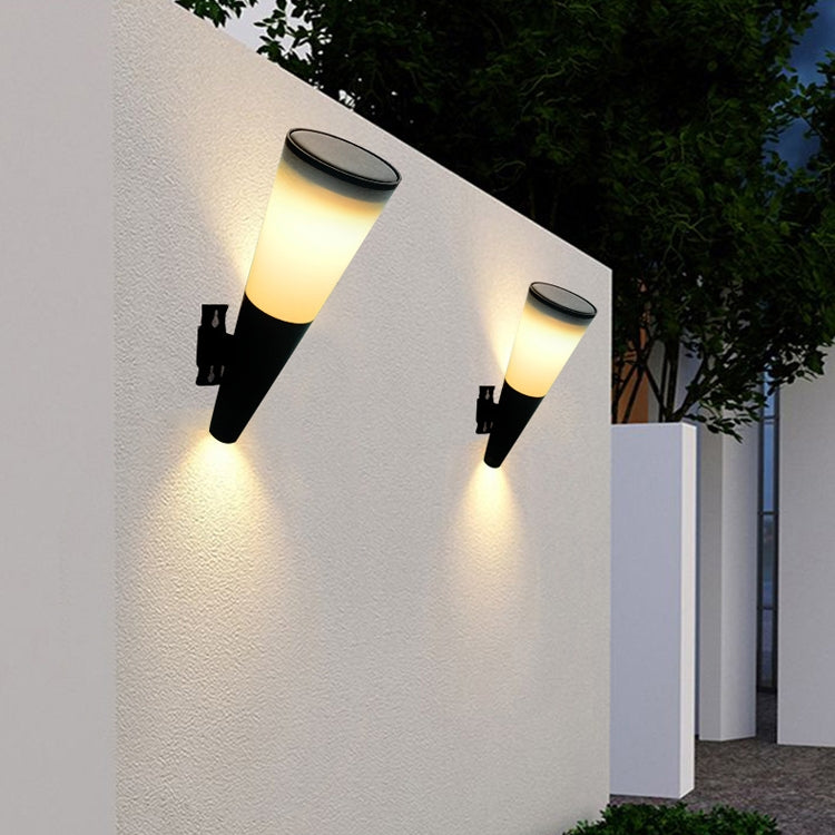 N230 Outdoor Solar Garden Circular Cone Wall Lamp, Style: Two-color Light - Solar Lights by buy2fix | Online Shopping UK | buy2fix