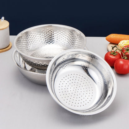 3 PCS / Set SiGang Stainless Steel Rice Washing and Vegetable Draining Basin(24cm+26cm+28cm) - Basin & Vessel Sink by buy2fix | Online Shopping UK | buy2fix