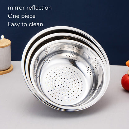 3 PCS / Set SiGang Stainless Steel Rice Washing and Vegetable Draining Basin(24cm+26cm+28cm) - Basin & Vessel Sink by buy2fix | Online Shopping UK | buy2fix