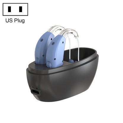 Elderly Use Can Charge Sound Amplifier Hearing Aid, Specification: US Plug(Blue Double Machine+Black Charging Bin) - Hearing Aids by buy2fix | Online Shopping UK | buy2fix