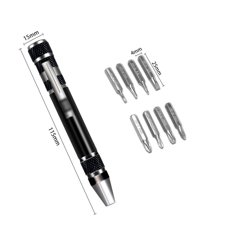 8 In 1 Screwdriver Aluminum Alloy Combination Disassembly Pen Repair Screwdriver(Silver) - Screwdriver Tools by buy2fix | Online Shopping UK | buy2fix