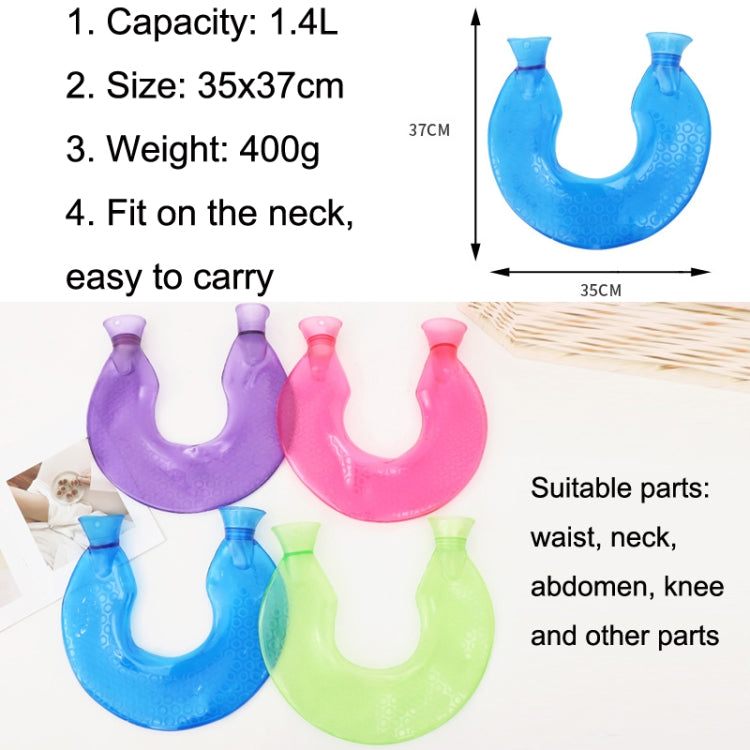 U-shaped PVC Hot Compress Shoulder And Neck Explosion-proof Water Injection Hot Water Bag(Blue + Lake Blue Crystal) - Hot Water Bags by buy2fix | Online Shopping UK | buy2fix