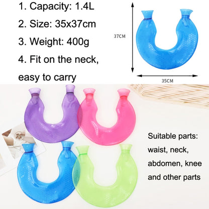 U-shaped PVC Hot Compress Shoulder And Neck Explosion-proof Water Injection Hot Water Bag(Blue + Lake Blue Crystal) - Hot Water Bags by buy2fix | Online Shopping UK | buy2fix