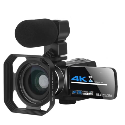 5600PX Zoomable 4K Digital Video Camera With Hood + Microphone + Wide-angle Lens - Video Cameras by buy2fix | Online Shopping UK | buy2fix