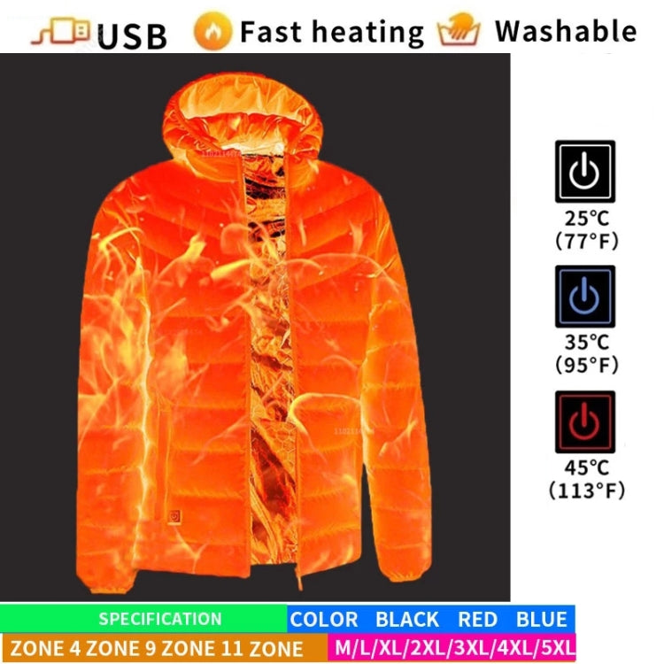 11 Zone Double Control Black USB Winter Electric Heated Jacket Warm Thermal Jacket, Size: XXL - Down Jackets by buy2fix | Online Shopping UK | buy2fix