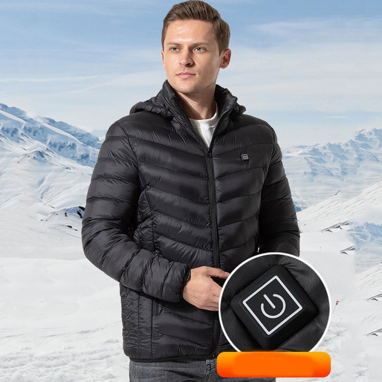 11 Zone Double Control Black USB Winter Electric Heated Jacket Warm Thermal Jacket, Size: XXL - Down Jackets by buy2fix | Online Shopping UK | buy2fix