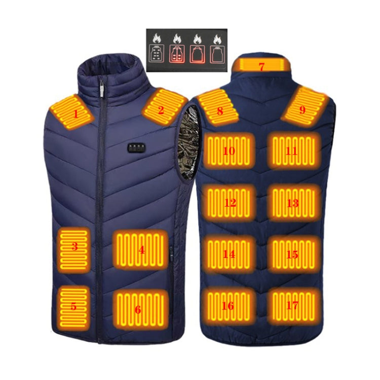 17 Area  4 Control Blue USB Electric Heating Undershirt Intelligent Warm Vest(XXL) - Down Jackets by buy2fix | Online Shopping UK | buy2fix