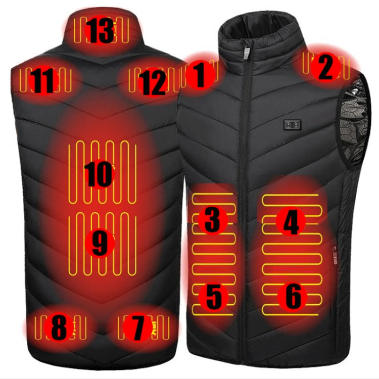 13  Area Double Control Black USB Electric Heating Undershirt Intelligent Warm Vest(S) - Down Jackets by buy2fix | Online Shopping UK | buy2fix