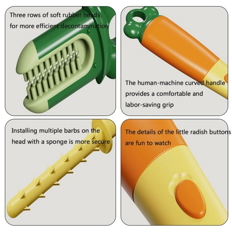 Long Handle Household Multifunctional Cup Washing Brush Carrot Shape 3 In 1 Cleaning Brush(Green) - Cleaning Tools by buy2fix | Online Shopping UK | buy2fix