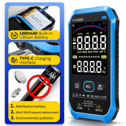 FNIRSI S1 Digital High Precision Fully Automatic Digital Multimeter(Blue) - Digital Multimeter by FNIRSI | Online Shopping UK | buy2fix