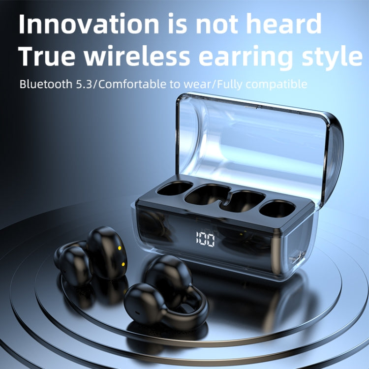 Ear Clip Type Sound Conduction Concept Bluetooth Earphone With Digital Display Charging Compartment(Black) - Bluetooth Earphone by buy2fix | Online Shopping UK | buy2fix