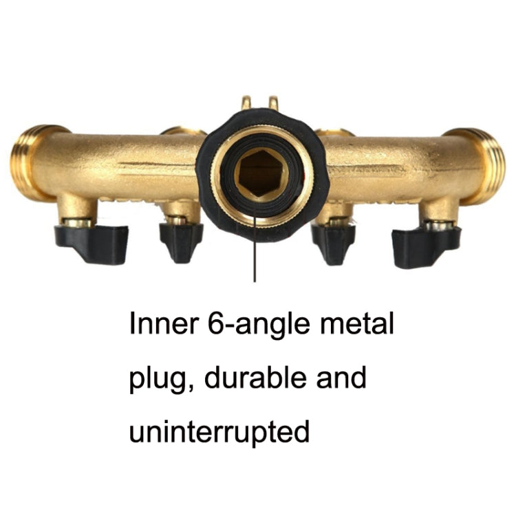 Garden Watering Agricultural Irrigation Family Car Wash Faucet Copper 4-way Ball Valve Water Divider(European Thread) - Watering & Irrigation by buy2fix | Online Shopping UK | buy2fix