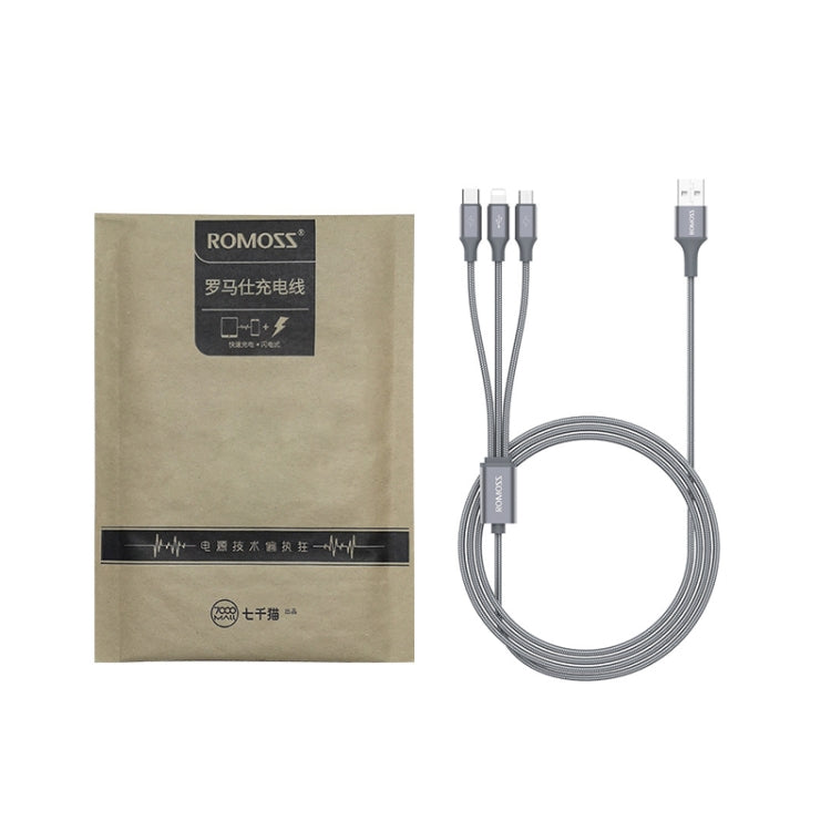 ROMOSS CB25 3 In 1 3.5A  8 Pin + Micro USB + Type C/USB-C Cable 1m(Rose Gold) - Multifunction Cable by ROMOSS | Online Shopping UK | buy2fix
