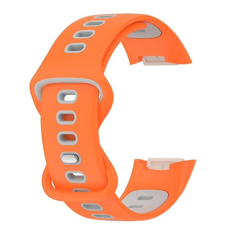 For Fitbit Charge 5 Smart Watch Sports Waterproof Two-Color Silicone Band(Orange Gray) - Watch Bands by buy2fix | Online Shopping UK | buy2fix