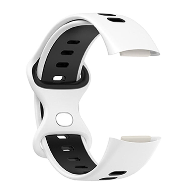 For Fitbit Charge 5 Smart Watch Sports Waterproof Two-Color Silicone Band(White Black) - Watch Bands by buy2fix | Online Shopping UK | buy2fix