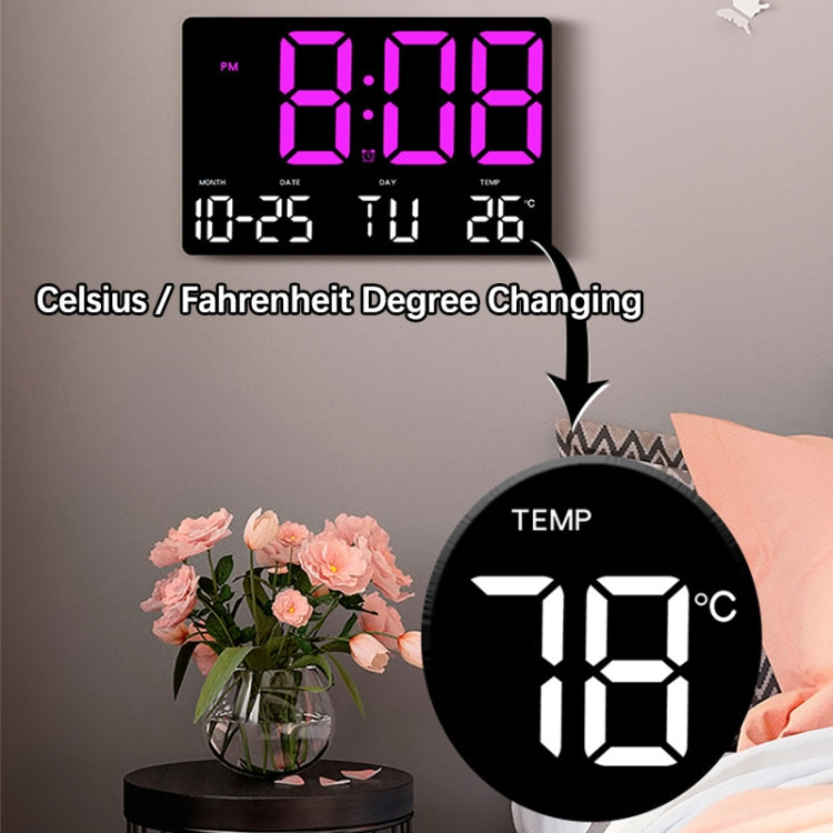 Large Display Led Digital Clock 5 Modes Brightness Adjustable Temperature Mute Electronic Clock(Orange Red Double Color) - Alarm Clocks by buy2fix | Online Shopping UK | buy2fix