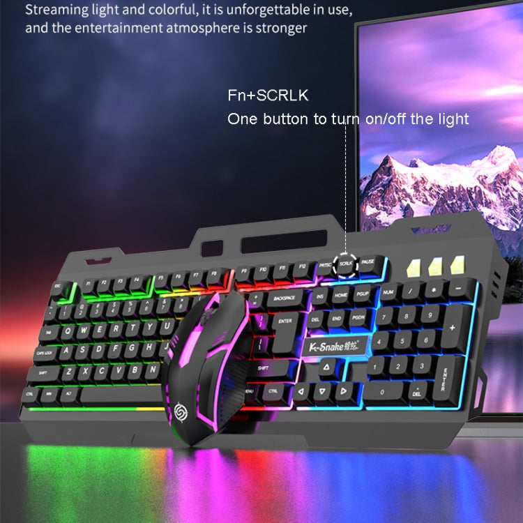 K-Snake Mechanical Feel Keyboard Mouse Kit USB Wired 104 Keycaps Computer Keyboard, Style: Keyboard+Mouse (Black) - Wired Keyboard by K-Snake | Online Shopping UK | buy2fix