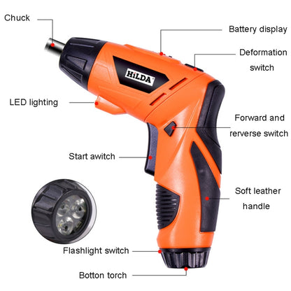 HILDA Multi-Function Li-Ion Screwdriver Mini Screwdriver Set(Orange) - Screws by HILDA | Online Shopping UK | buy2fix