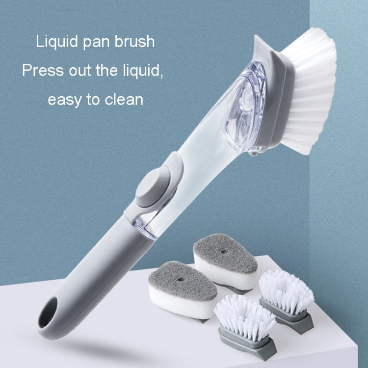 Kitchen Long Handle Automatic Liquid Filling Non-Stick Pan Scrubber Brush Cleaning Brush, Style: Brush+Sponge - Cleaning Tools by buy2fix | Online Shopping UK | buy2fix