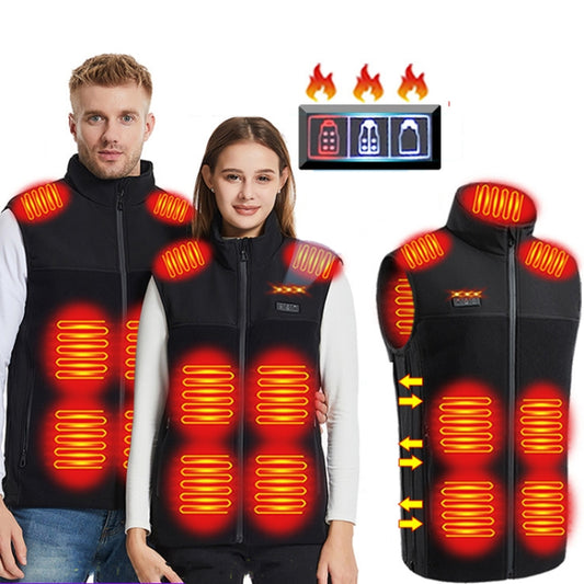 Heated Vest USB Charging Smart Heating Clothing 13 Zones Heating 3 Switch Control, Size: 4XL/5XL/6XL(Black) - Loose Coat by buy2fix | Online Shopping UK | buy2fix