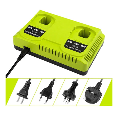For RYOBI P108 / P117 12-18V Lithium Nickel Battery Dual Port Charger, Plug: UK - Electric Saws & Accessories by buy2fix | Online Shopping UK | buy2fix