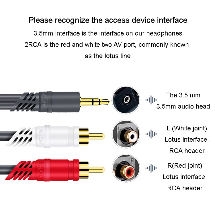 JINGHUA 3.5mm To 2RCA Audio Cable Game Console Outdoor Audio Connection Cable, Size: 3m(Grey) - RCA Cable by JINGHUA | Online Shopping UK | buy2fix