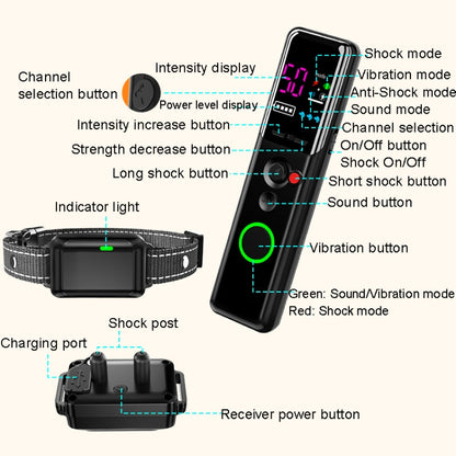 Ordinary Screen Remote Control Pet Electric Shock Circular Dog Trainer(Black) - Training Aids by buy2fix | Online Shopping UK | buy2fix