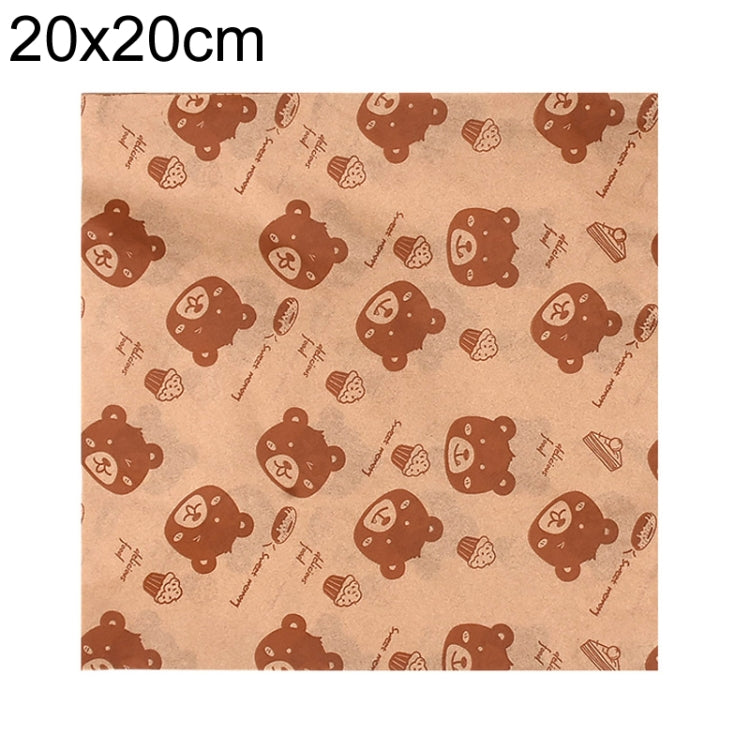 100sheets /Pack Bear Pattern Greaseproof Paper Baking Wrapping Paper Food Basket Liners Paper 20x20cm - Retail Packaging by buy2fix | Online Shopping UK | buy2fix