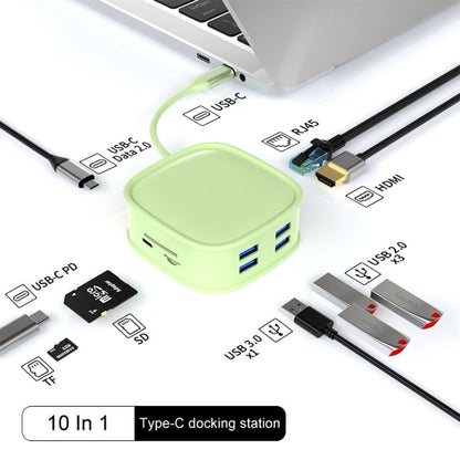 BS10H 10 In 1 Type-C Docking Station Multifunction USB Hub 100Gb Ethernet Port(Green) - USB HUB by buy2fix | Online Shopping UK | buy2fix