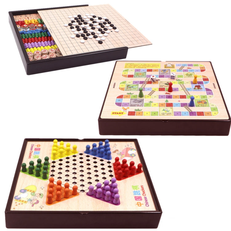 3 in 1 E Model Wooden Multifunctional Parent-Child Interactive Children Educational Chessboard Toy Set - Table Games by buy2fix | Online Shopping UK | buy2fix