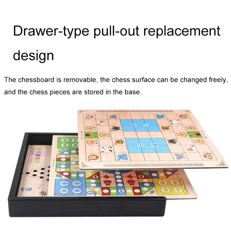 2 in 1 C Model Wooden Multifunctional Parent-Child Interactive Children Educational Chessboard Toy Set - Table Games by buy2fix | Online Shopping UK | buy2fix