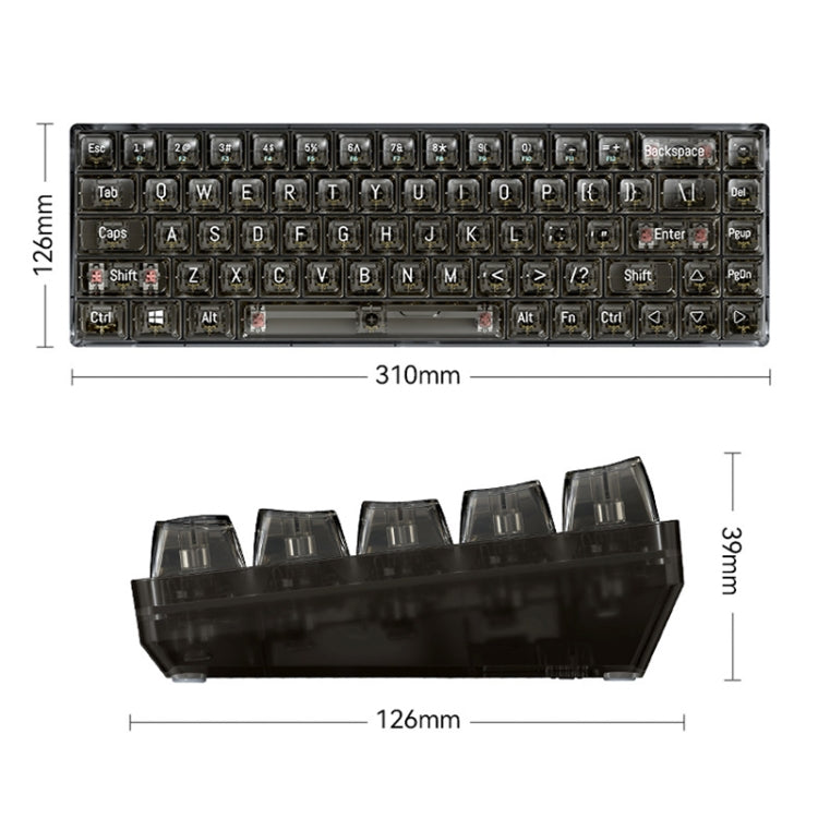 T-WOLF T40 68-Keys RGB Mixed Light Office Gaming Transparent Mechanical Keyboard(Black) - Wired Keyboard by T-WOLF | Online Shopping UK | buy2fix
