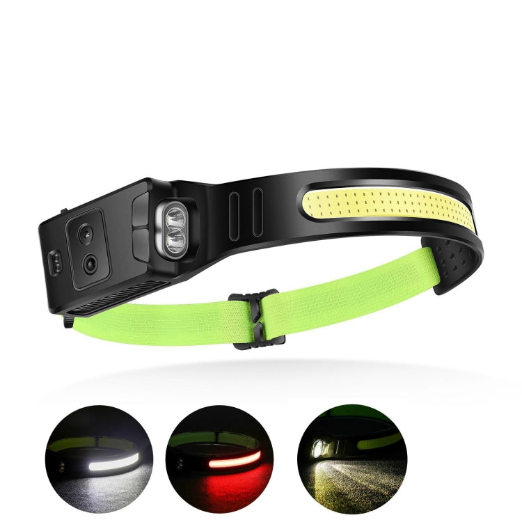 Fluorescent Belt Sensor Headlight Outdoor Running and Cycling Head Torch(White+Yellow Light) - Headlamp by buy2fix | Online Shopping UK | buy2fix