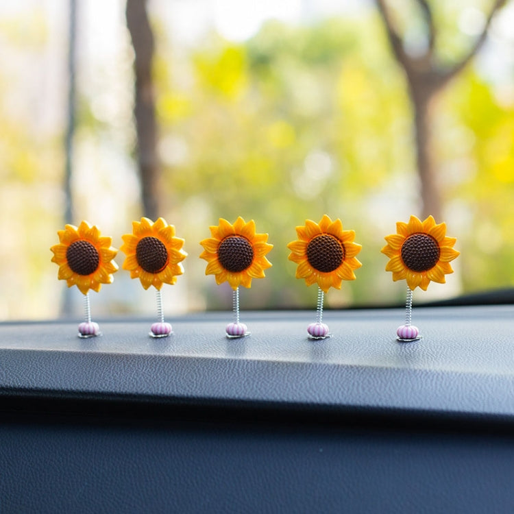 5pcs /Set Cute Sunflower Car Ornament Car Center Console Shaking Flowers Decoration, Style: A Model - Ornaments by buy2fix | Online Shopping UK | buy2fix
