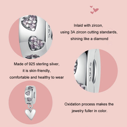 S925 Sterling Silver Platinum Plated Smart Heart Love Buckle DIY Beads(SCC2694) - Jewelry Accessories by buy2fix | Online Shopping UK | buy2fix