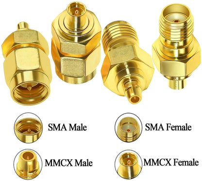 4pcs /Set SMA To MMCX Coaxial Adapter Kit Brass Coaxial Connector RF Antenna Adapter - DVB-T & Simulation Antenna by buy2fix | Online Shopping UK | buy2fix