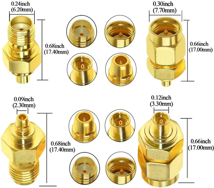 4pcs /Set SMA To MMCX Coaxial Adapter Kit Brass Coaxial Connector RF Antenna Adapter - DVB-T & Simulation Antenna by buy2fix | Online Shopping UK | buy2fix