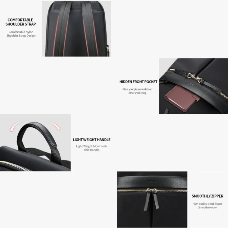 Bopai 14-inch Laptop Casual Lightweight Waterproof Backpack(Black) - Backpack by Bopai | Online Shopping UK | buy2fix
