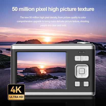 4K HD Optical Dual Lens Digital Camera 50MP Dual Screen Selfie Camera, No Memory(Black) - Video Cameras by buy2fix | Online Shopping UK | buy2fix
