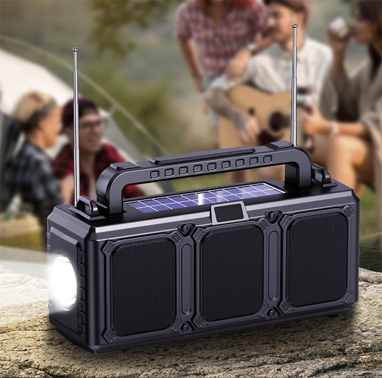 DV-860 Dual-Solar Flashlight Bluetooth Speaker FM Card Radio(Red) - Radio Player by buy2fix | Online Shopping UK | buy2fix
