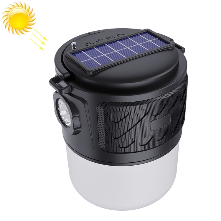 DV-V12 Outdoor Solar Camping Light FM Card Bluetooth Speaker(Black) - Camping Lighting by buy2fix | Online Shopping UK | buy2fix