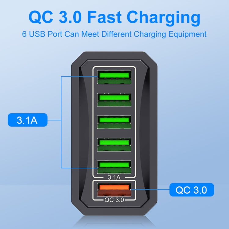 6-Ports Multifunctional Quick Charging USB Travel Charger Power Adapter, Model: Black US Plug - USB Charger by buy2fix | Online Shopping UK | buy2fix